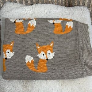 Fox Knit Patterned 100% Cotton Baby Blanket